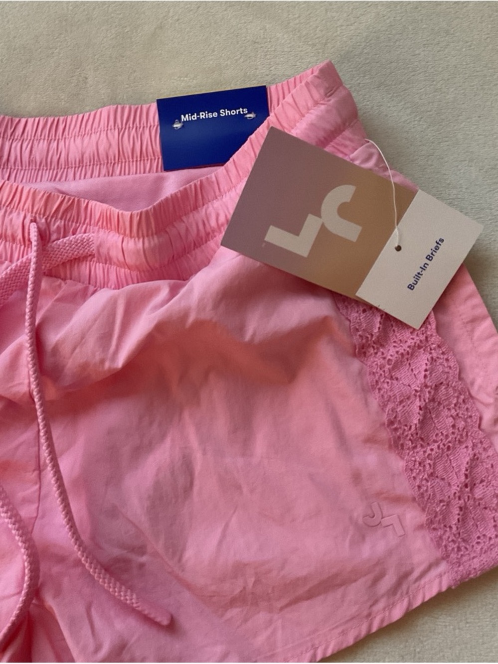 JoyLab Pink Athletic Lounge Shorts with Lace Trim - Picture 2 of 4